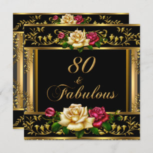 Womans 80th Birthday Party Rose Gold Vintage Invitation