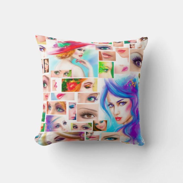 Womans absreact collage cushion (Front)