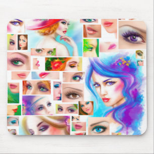 Womans abstract collage mouse pad