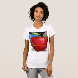 womans apple space heart shirt