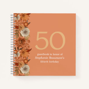 Woman's Autumn Flower Surprise 50th Birthday Notebook