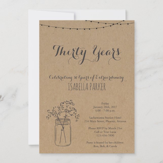 Woman's Birthday Invitation | Rustic Kraft Paper (Front)
