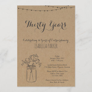 Woman's Birthday Invitation   Rustic Kraft Paper