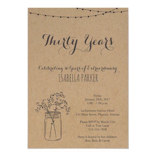 Woman's Birthday Invitation | Rustic Kraft Paper