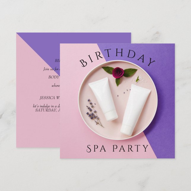 Womans Birthday Spa Day Invitation (Front/Back)