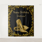 Womans Black Gold Shoe Birthday Party XL Backdrop