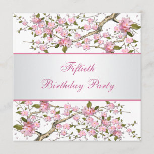 Womans Cherry Blossom Birthday Party Invitation