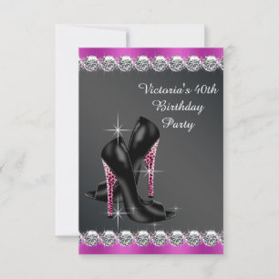 Womans Chic Fuchsia Birthday Party RSVP Invitation