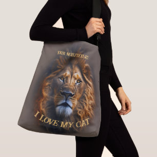 Woman's Cross-Body Bag "I Love My Cat" Custom Name