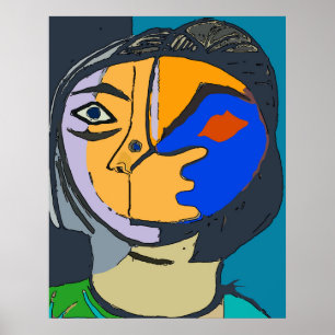 Woman's Cubism Face Poster
