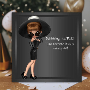 Womans Cute Diva Birthday Party Invitation