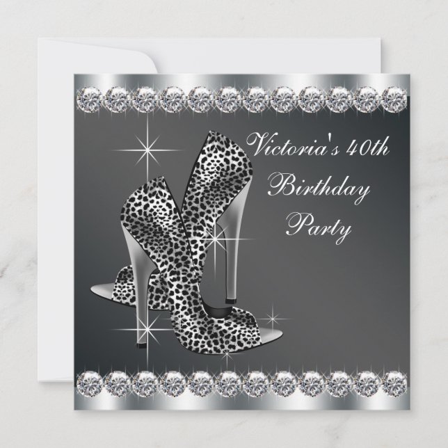 Womans Elegant Black Birthday Party Invitation (Front)