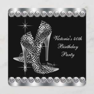 Womans Elegant Black Birthday Party Invitation