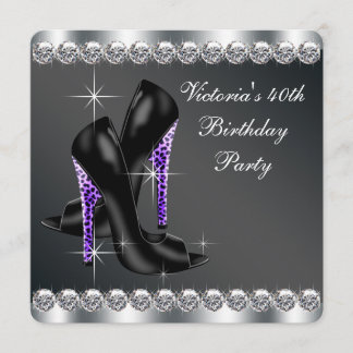 Womans Elegant Purple 40th Birthday Party Invitation