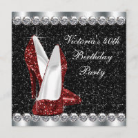Womans Elegant Ruby Red 40th Birthday Party