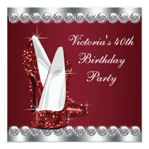Womans Elegant Ruby Red Birthday Party Invitation