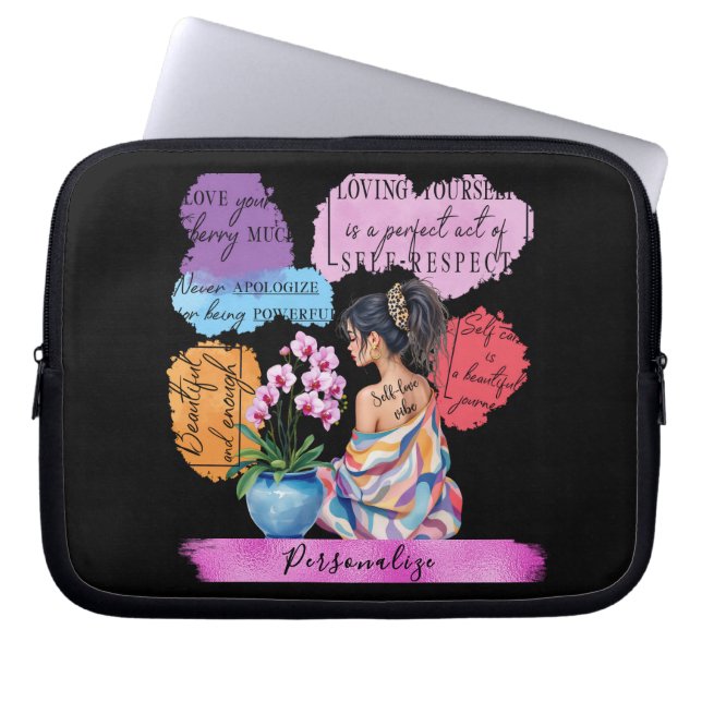 Woman's Empowerment Self-Care Positive Affirmation Laptop Sleeve (Front)