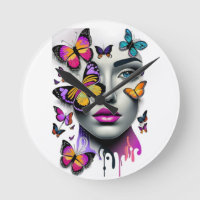 Womans face and butterflies, fantasy