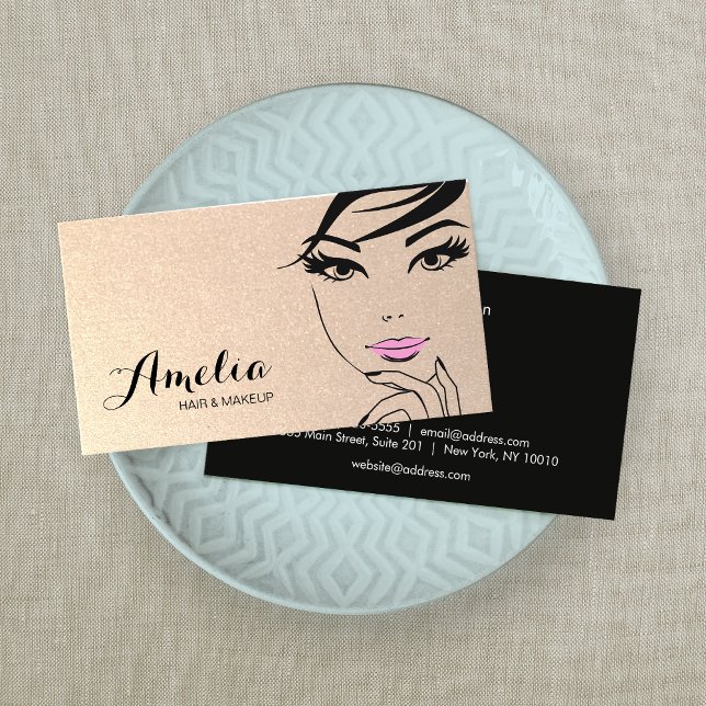 Woman's Face Beauty Salon & Spa Gold Business Card (Creator Uploaded)