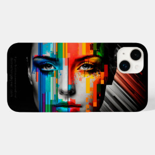 Woman's Face Colour Strips Portrait Case-Mate iPhone 14 Plus Case