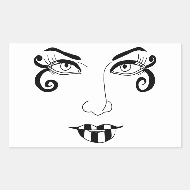 Womans Face fun eye Makeup Beauty Art Rectangular Sticker (Front)
