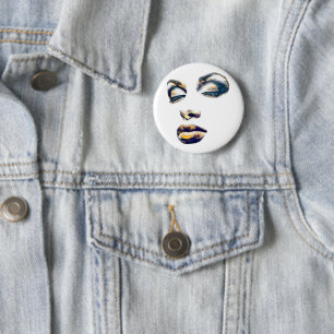 Womans Face Gold Makeup beauty Abstract pop art 6 Cm Round Badge