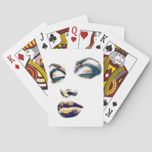 Womans Face Gold Makeup beauty Abstract pop art Playing Cards
