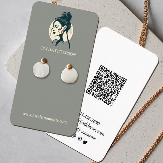 Woman's Face jewellery earring display card (Stunning watercolor earring display cards with a women`s face logo.Perfect for small business owners)