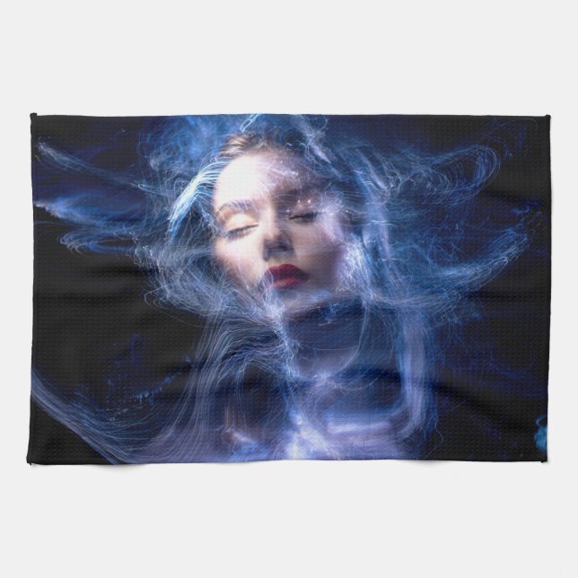 Womans Face Light Painting Kitchen Towel (Horizontal)