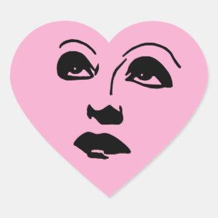 Womans Face Looking Up Makeup Eyes lips Art Heart Sticker