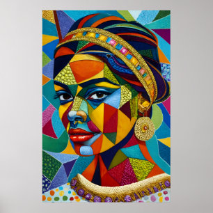 Woman's face on mosaic Poster
