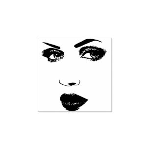 Womans Face Profile Makeup Beauty Modern Art Rubber Stamp