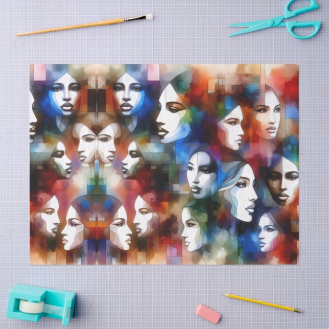 womans faces abstract  Decoupage Tissue Paper (Craft)