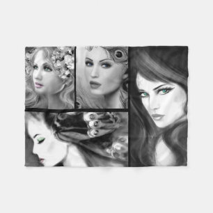 Womans fantasy fairy collage fleece blanket