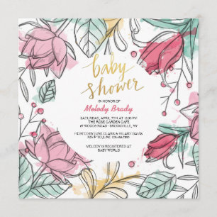 Woman's Floral Square Invitation