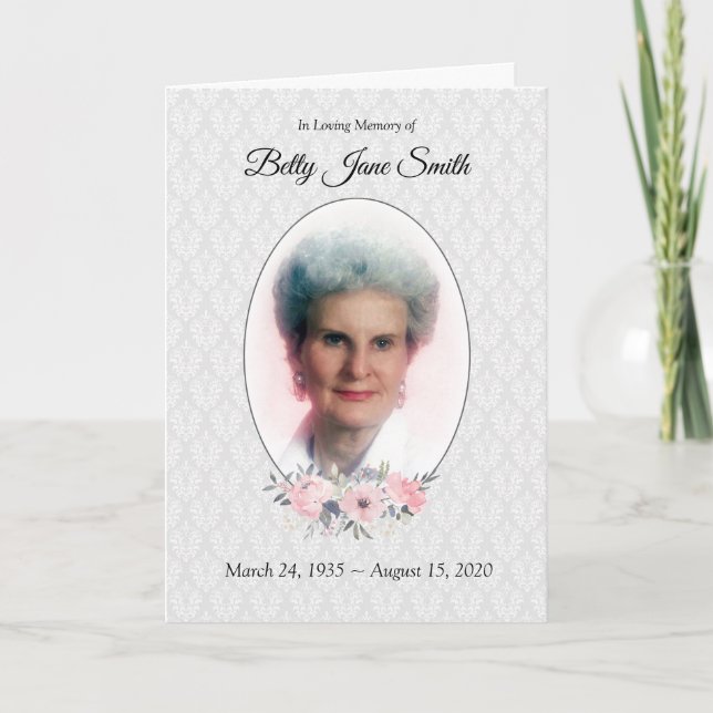Woman's Funeral Program | Pink Floral (Front)