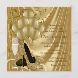 Womans Gold Birthday Party Satin Glamour Invitation