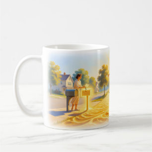 Woman's Golden Letter Joy Sunflower Street Poster Coffee Mug