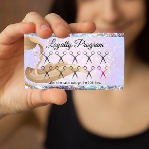 Woman's Hair Scissors Punch Card Glitter Bokeh