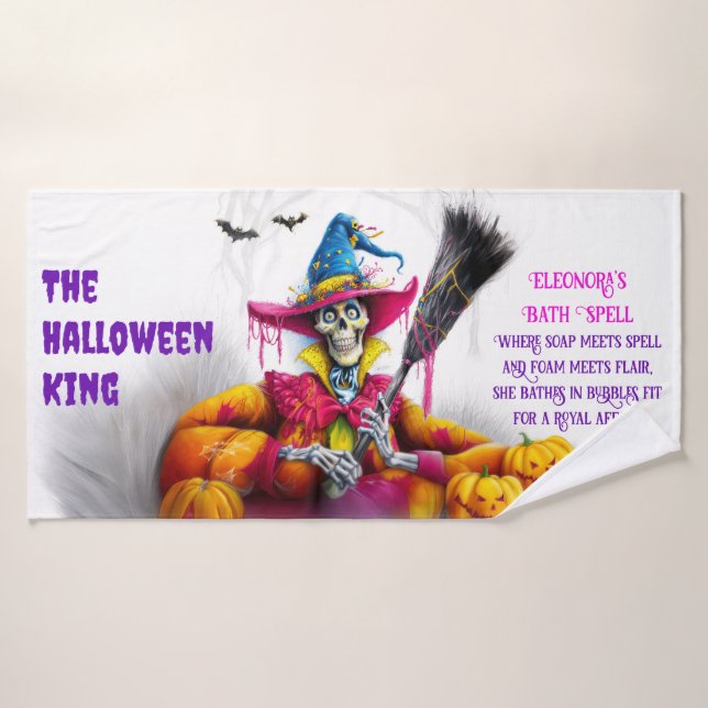 Woman's Halloween King Skeleton Bath Towel Set (Bath Towel)
