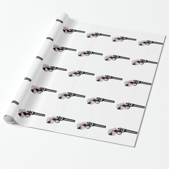 Woman's Hand and Gun Wrapping Paper (Unrolled)