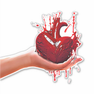 womans hand holding bloody Heart goth Art