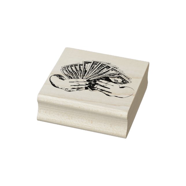 womans hand holding money cash dollar bills art rubber stamp (Stamp)