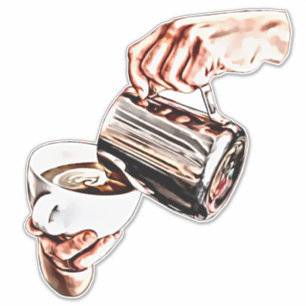 womans hand pouring coffee digital art painting