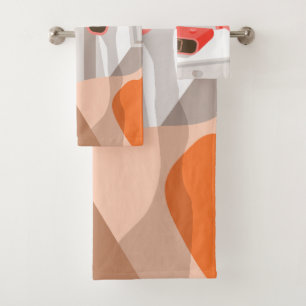 Womans hand pushing on alarm clock snooze button bath towel set