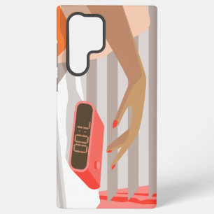 Womans hand pushing on alarm clock snooze button samsung galaxy case