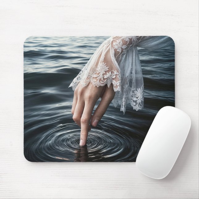Woman's Hand Touching Water Mouse Pad (With Mouse)