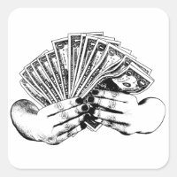 Womans hands holding dollar bills cash money art s
