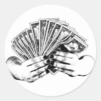 Womans hands holding money cash dollar bills art