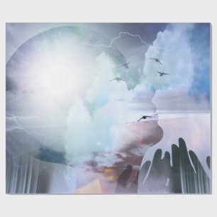 Woman's head silhouette and praying hands wrapping paper